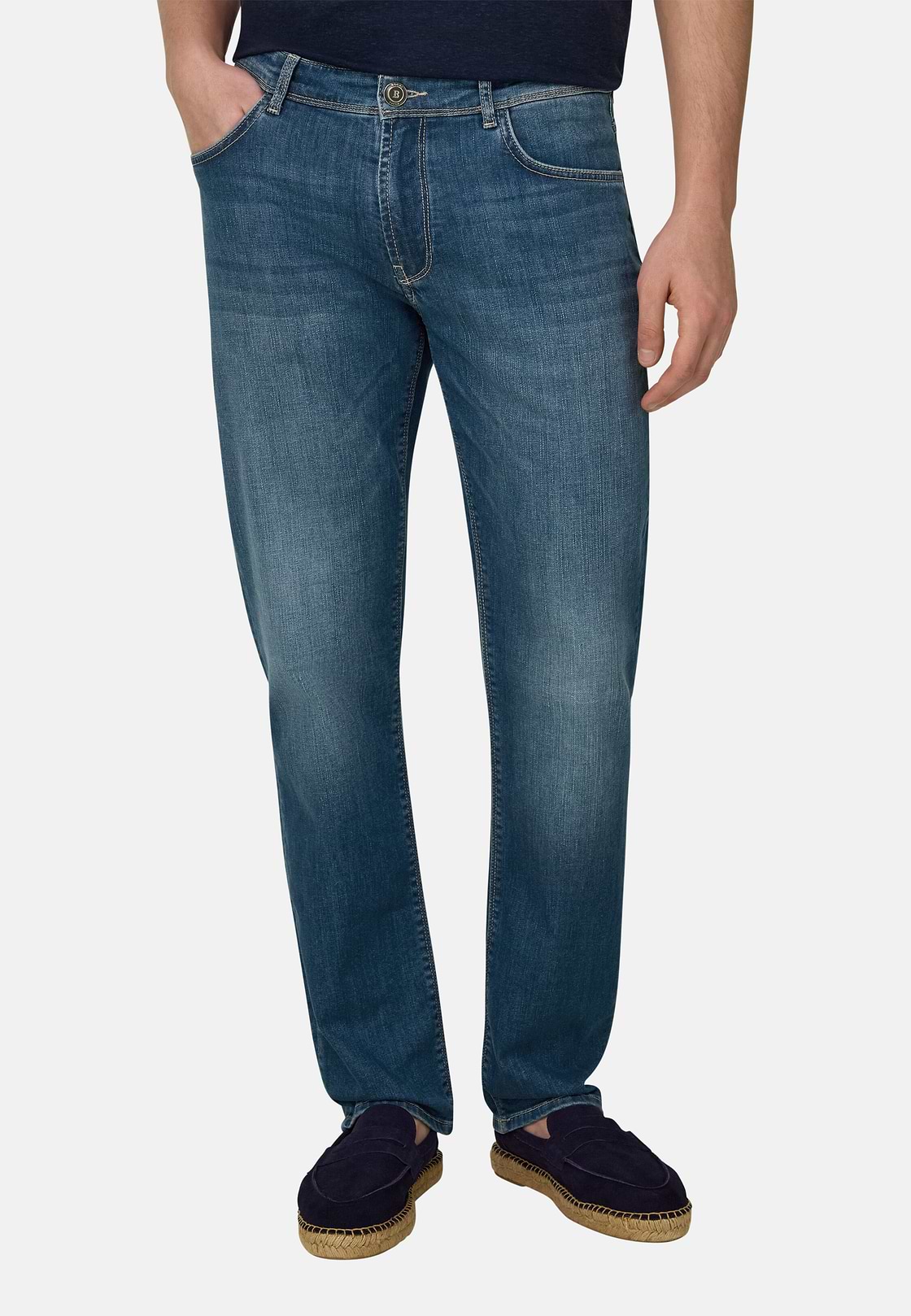 Vaquero De Denim Elástico Azul Medio, Azul, hi-res, 1