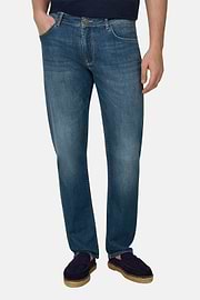 Vaquero De Denim Elástico Azul Medio, Azul, thumb, 1