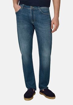Vaquero De Denim Elástico Azul Medio