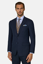 Suit Stretch Wool Cashmere Silk, Navy blue, thumb, 1