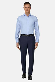 Camicia In Cotone Slim Fit, Azzurro, thumb, 2