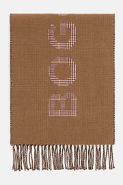 Scarf Double with Logo in Wool, Hazelnut, thumb, 1