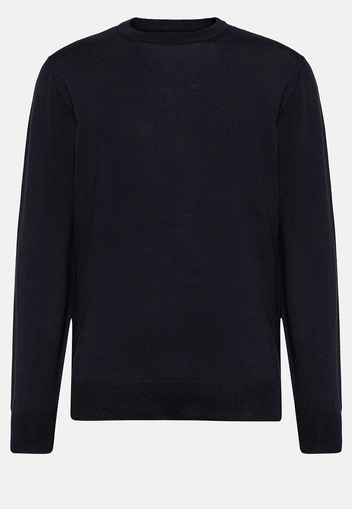 Navy Merino Wool Crew Neck Jumper, Navy blue, hi-res