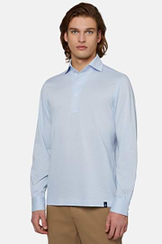 Poloshirt van Japanse jersey, Light Blue, hi-res