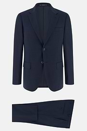 Micro Fancy Wool Suit, Blue, thumb, 6
