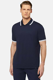 High-Performance Piqué Polo Shirt, Navy blue, hi-res