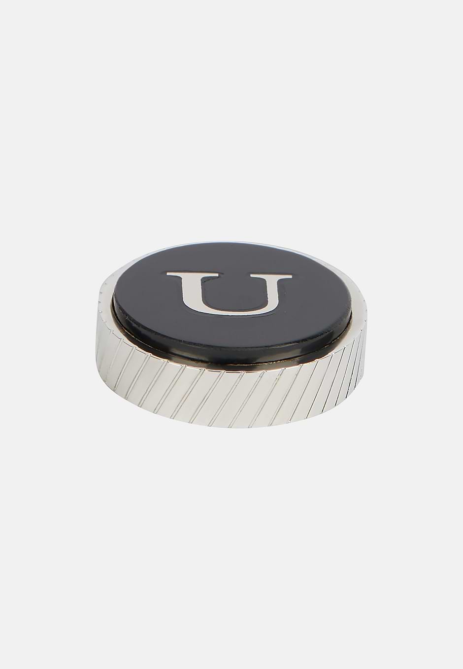 Boutons de manchette ronds lettre u, Noir, hi-res