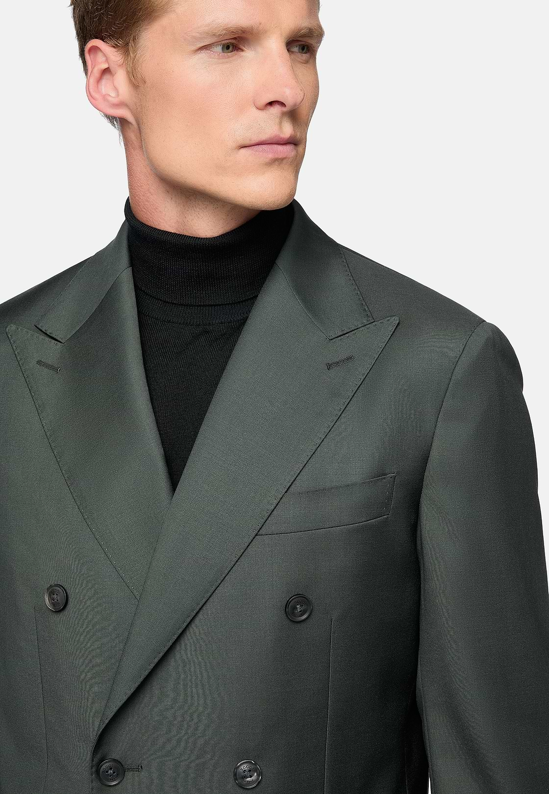 Green Double-Breasted Suit in Pure Wool, Green, hi-res