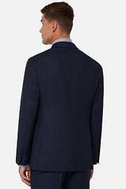 Blue Micro-Textured Suit In Super 130 Wool, Navy blue, hi-res