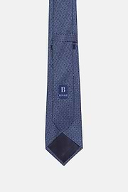 Micro Patterned Silk Tie, Blue, hi-res