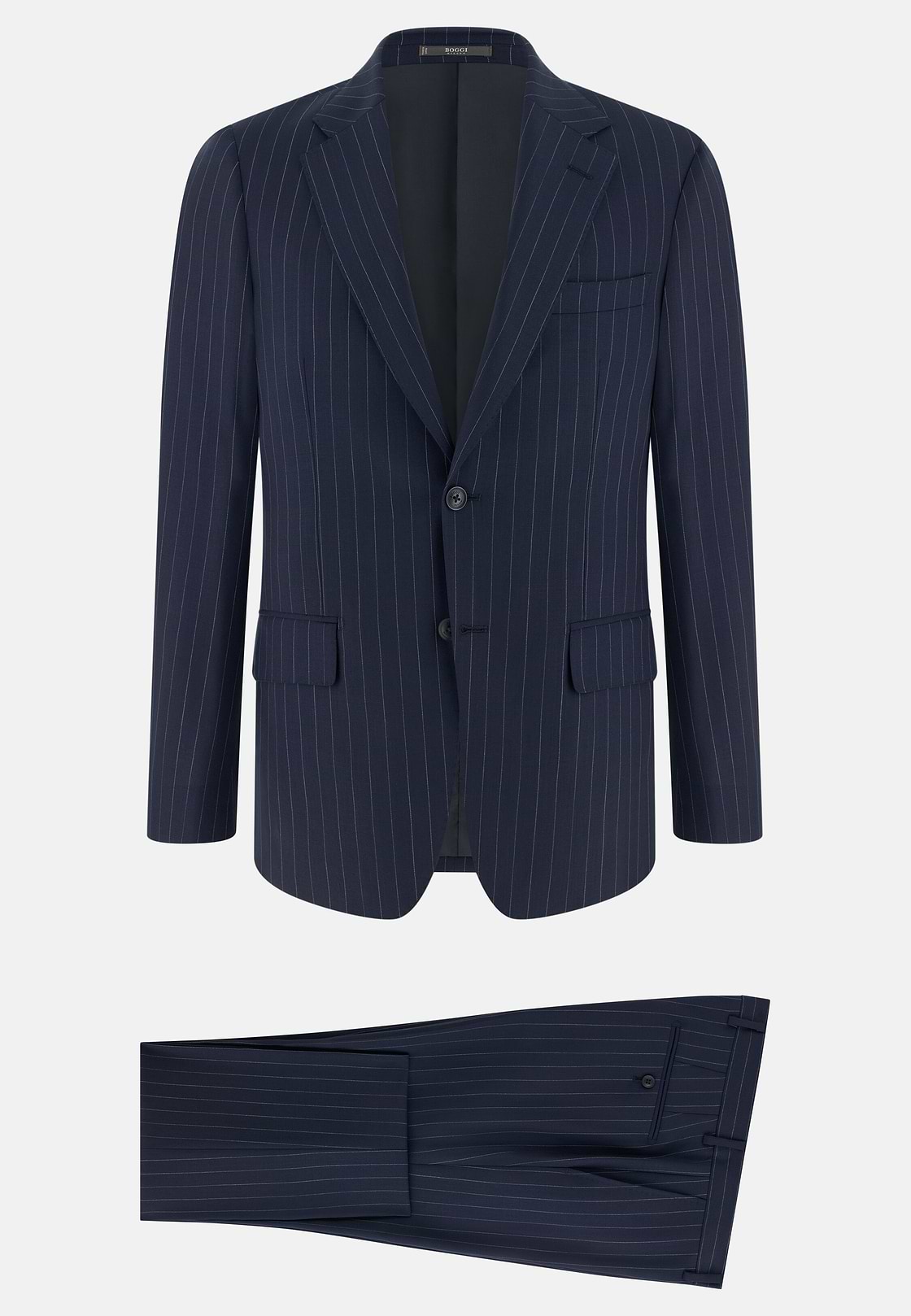 Striped Wool Suit, Navy blue, hi-res, 6