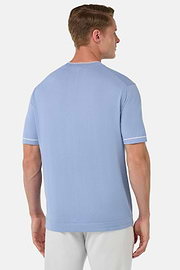 Cotton Crêpe Knit T-Shirt, Light Blue, hi-res