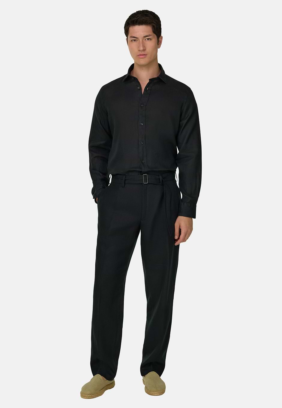 Hemd Aus Leinen Regular Fit, Schwarz, hi-res