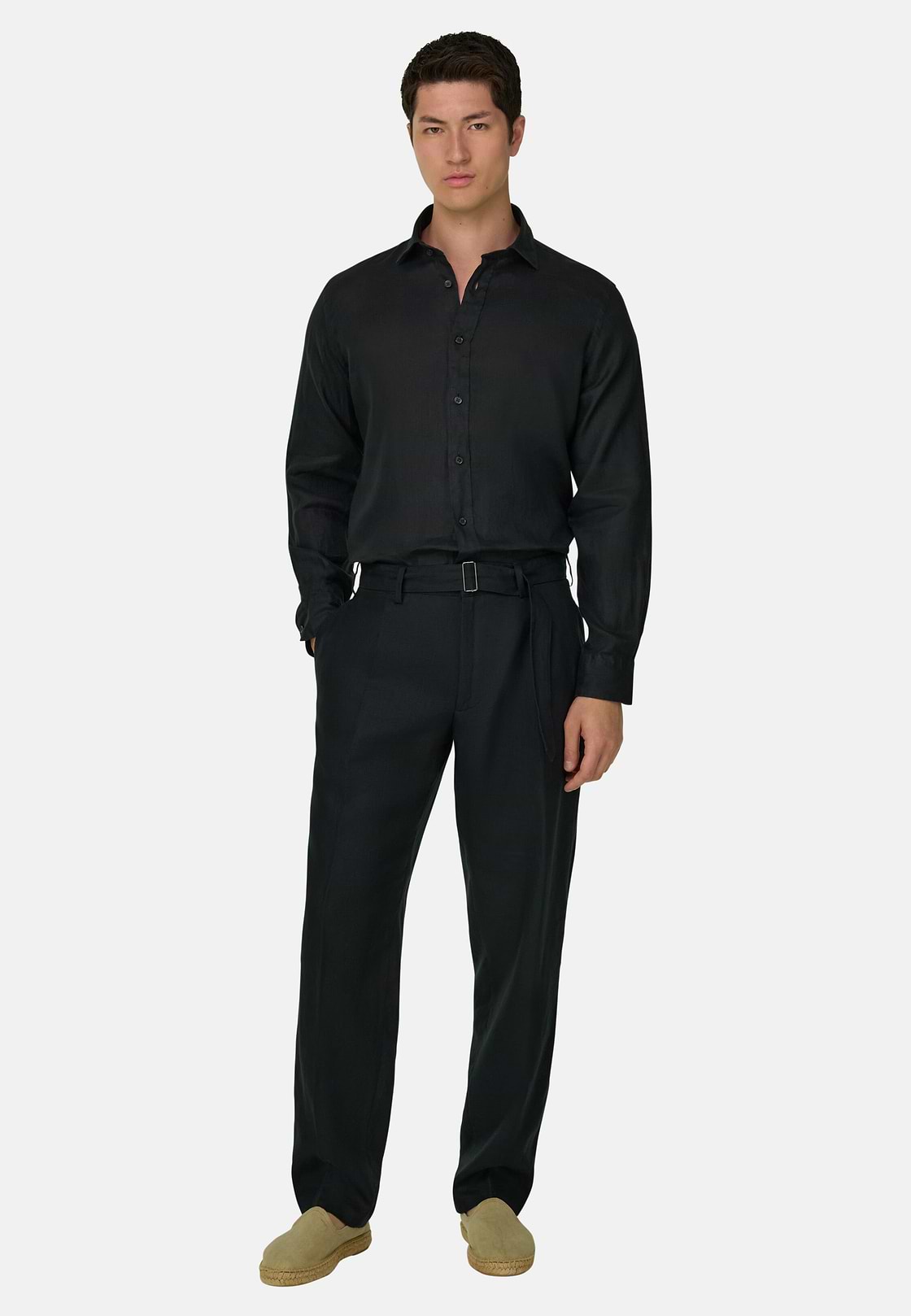 Hemd Aus Leinen Regular Fit, Schwarz, hi-res, 2