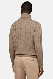 Taupefarbener Rollkragenpullover Aus Merinowolle, Taupe, hi-res