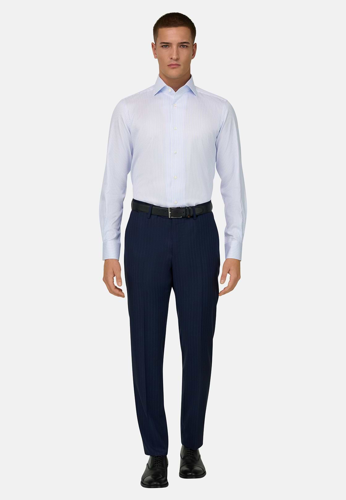 Camicia In Cotone Regular Fit, Azzurro, hi-res, 2