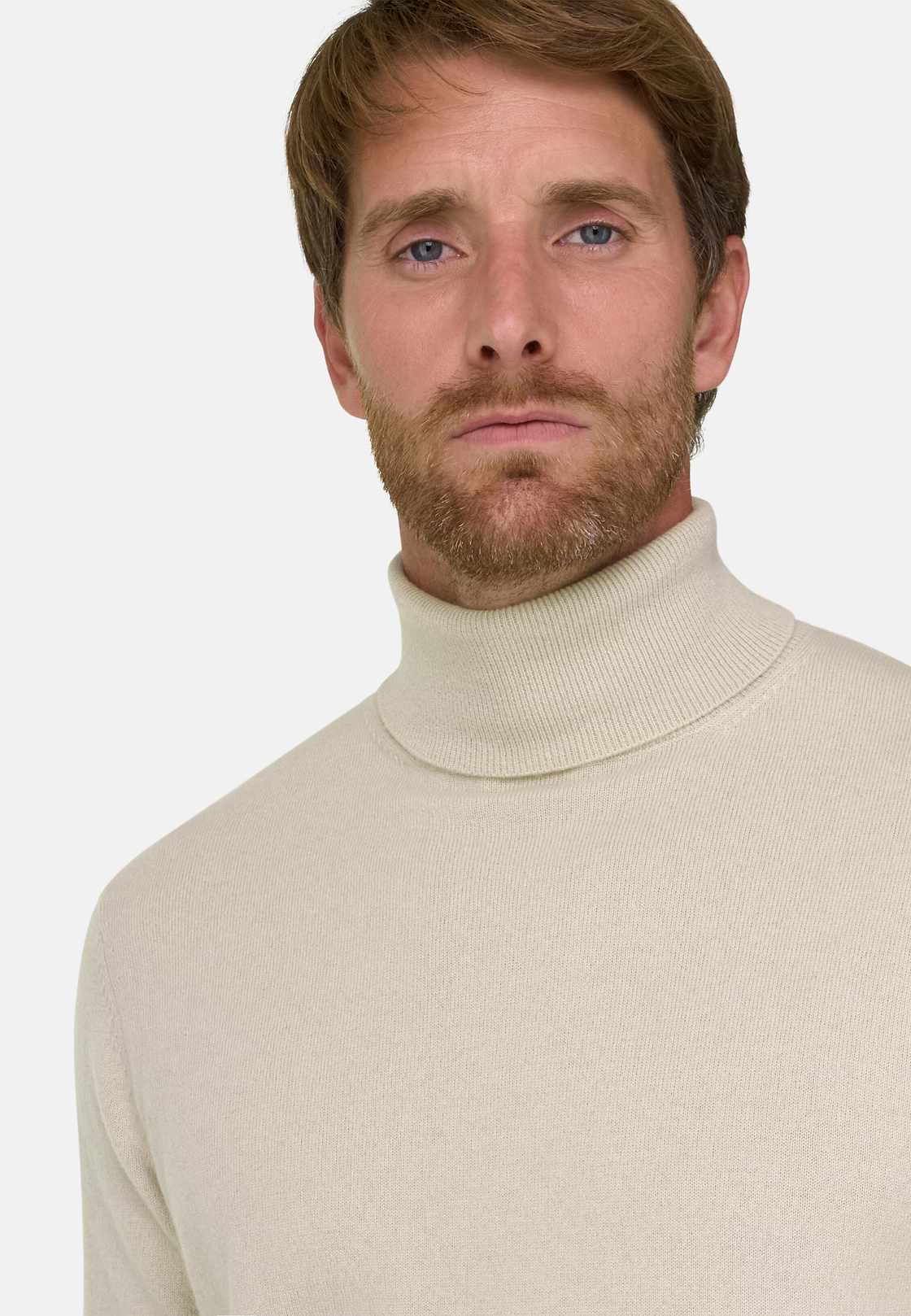 Turtleneck Jumper in Cashmere, Sand, hi-res, 3
