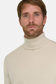 Turtleneck Jumper in Cashmere, Sand, thumb, 3