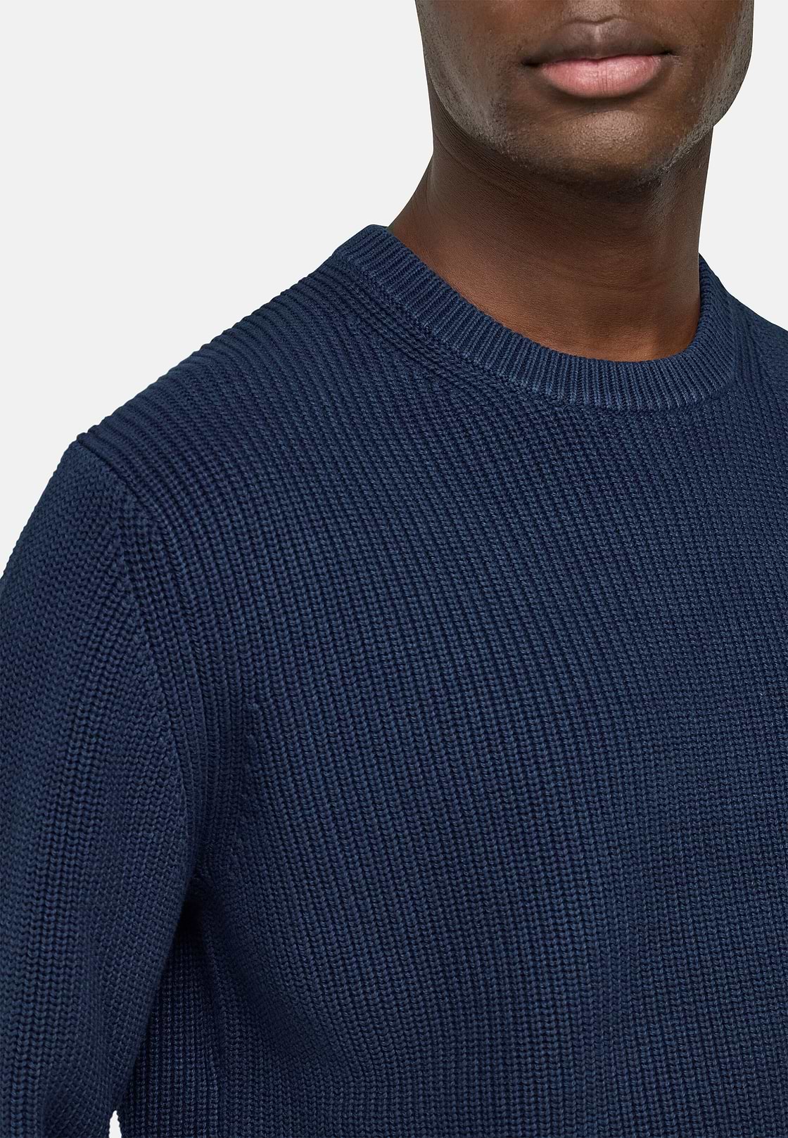 100% Organic Cotton Crew Neck Jumper, Navy blue, hi-res