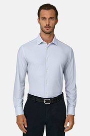 Shirt Micro Patterned Nylon Stretch Slim Fit B Tech, Light Blue, thumb, 1