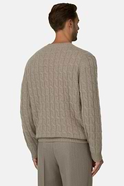 Crew Neck Jumper in Cashmere Wool, Beige, thumb, 4