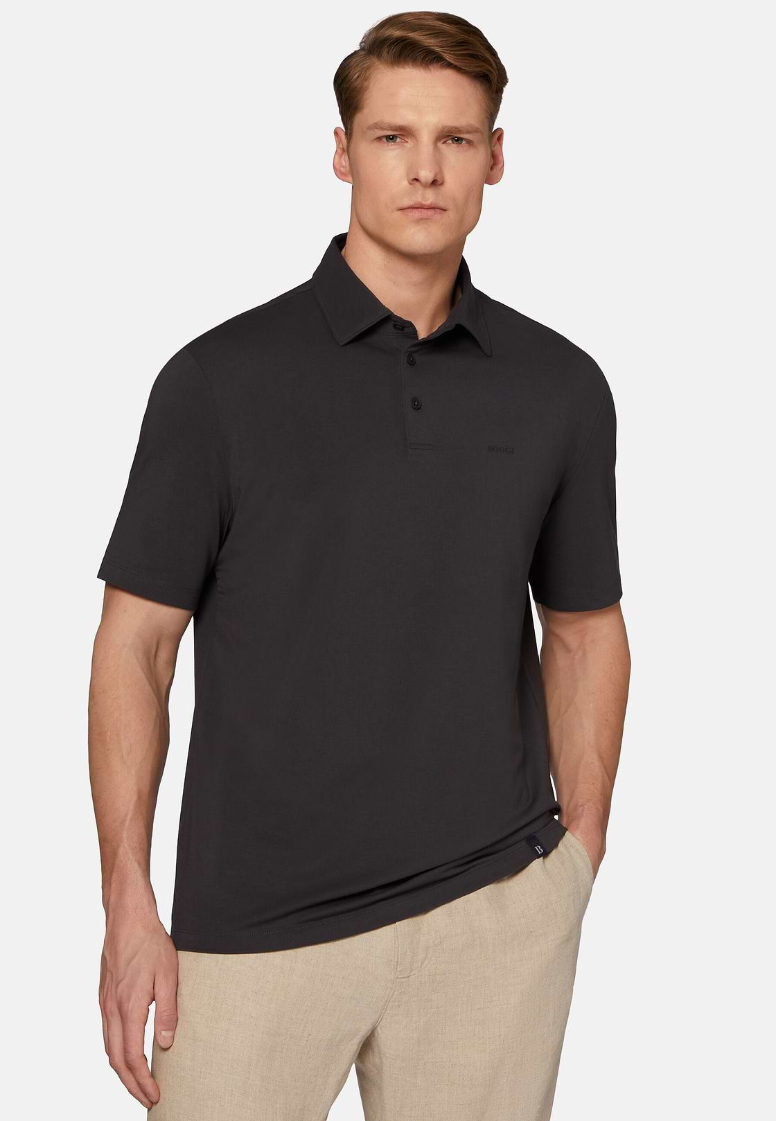 Polo De Algodón Supima Elástico, Negro, hi-res