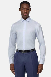 Striped Cotton Shirt Slim Fit, Light Blue, hi-res