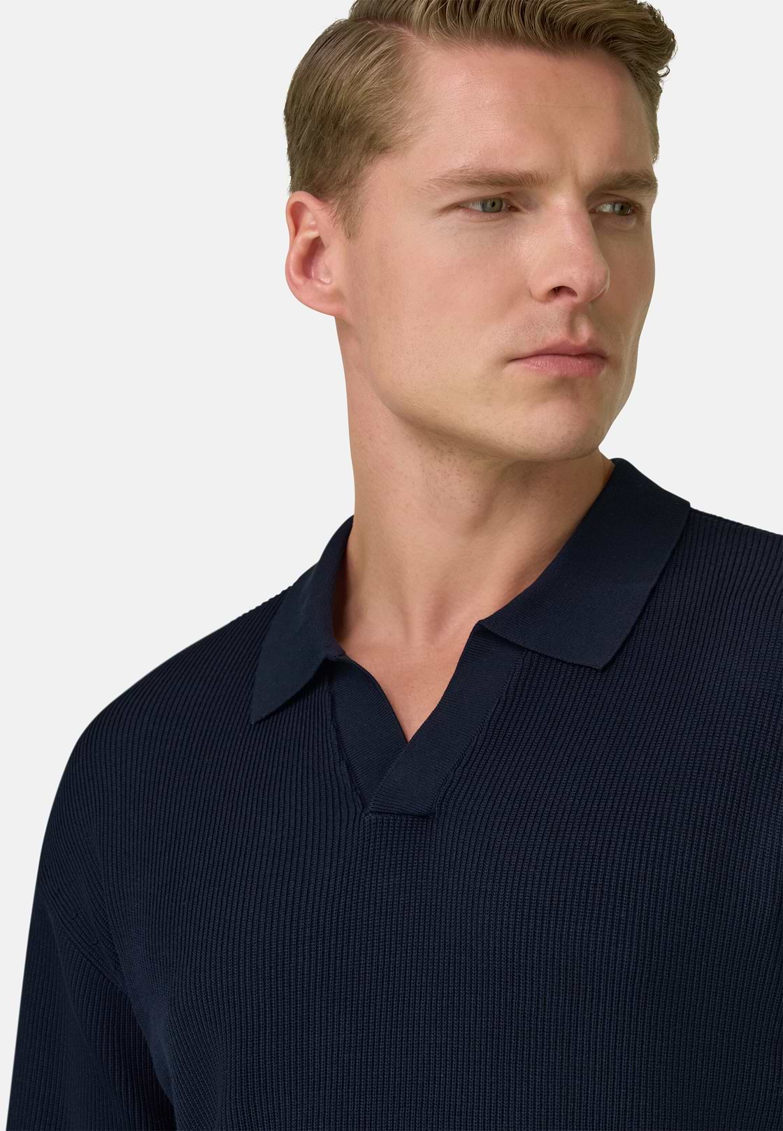 Polo Di Maglia In Cotone Seta, Navy, hi-res, 4