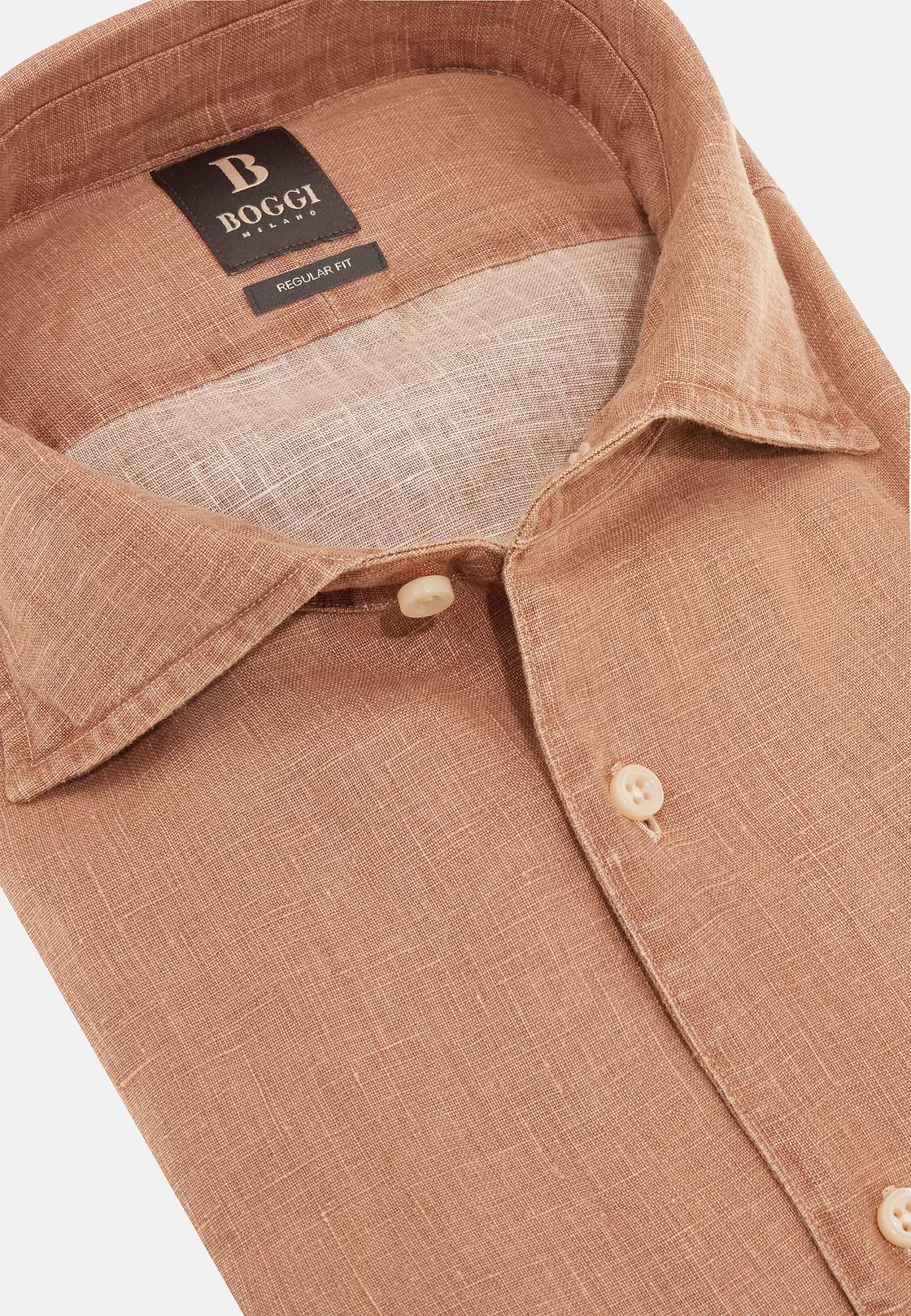 Regular Fit Linen Shirt, Rot, hi-res