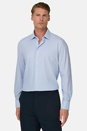 Shirt Micro Patterned Stretch Nylon Slim Fit B Tech, Light Blue, thumb, 1