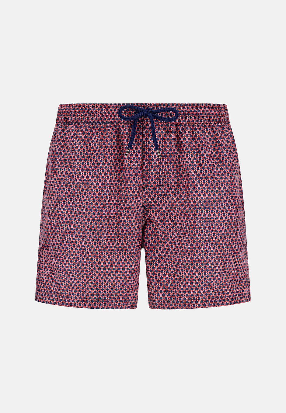 Swimsuit with Geometric Print, Red, hi-res