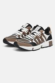 Technical Fabric and Leather Trainers, White - Taupe, hi-res