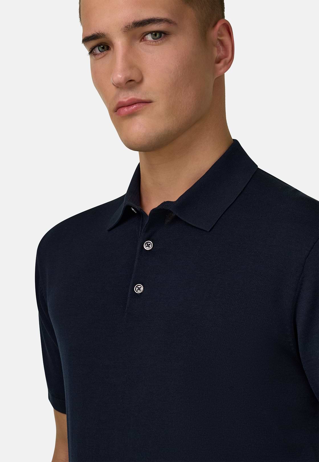 Polo Di Maglia In Cotone Seta, Navy, hi-res, 4