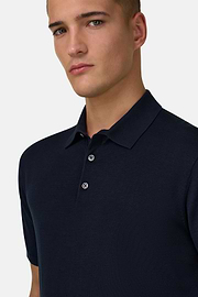 Polo Di Maglia In Cotone Seta, Navy, thumb, 4