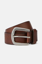 Leather Belt With Metal Tip, Brown, hi-res