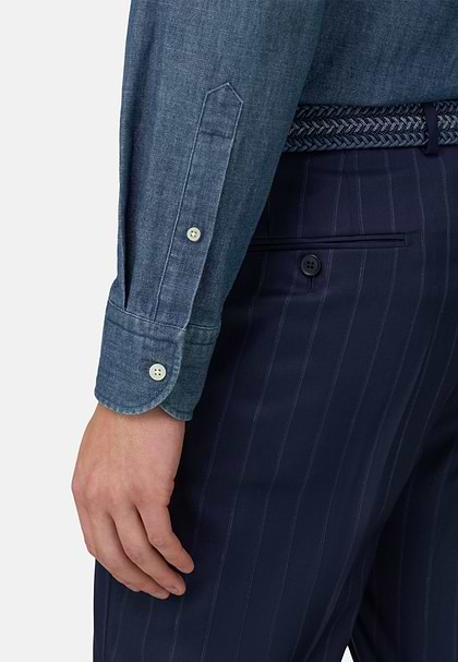 Regular Fit Cotton Denim Shirt, Medium Blue, hi-res