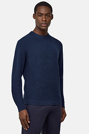 100% Organic Cotton Crew Neck Jumper, Navy blue, hi-res