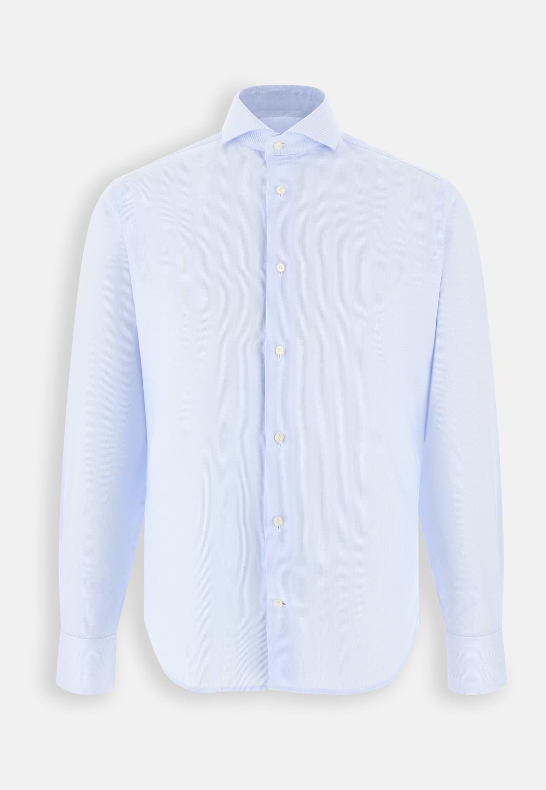 Overhemd Gestreept in Katoen Dobby Slim Fit, Light Blue, hi-res, 7