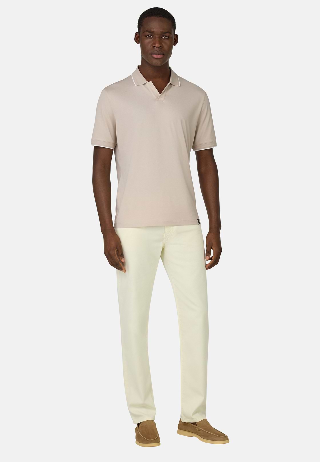 S.Cafè® High-Performance Piqué Polo Shirt, Sand, hi-res