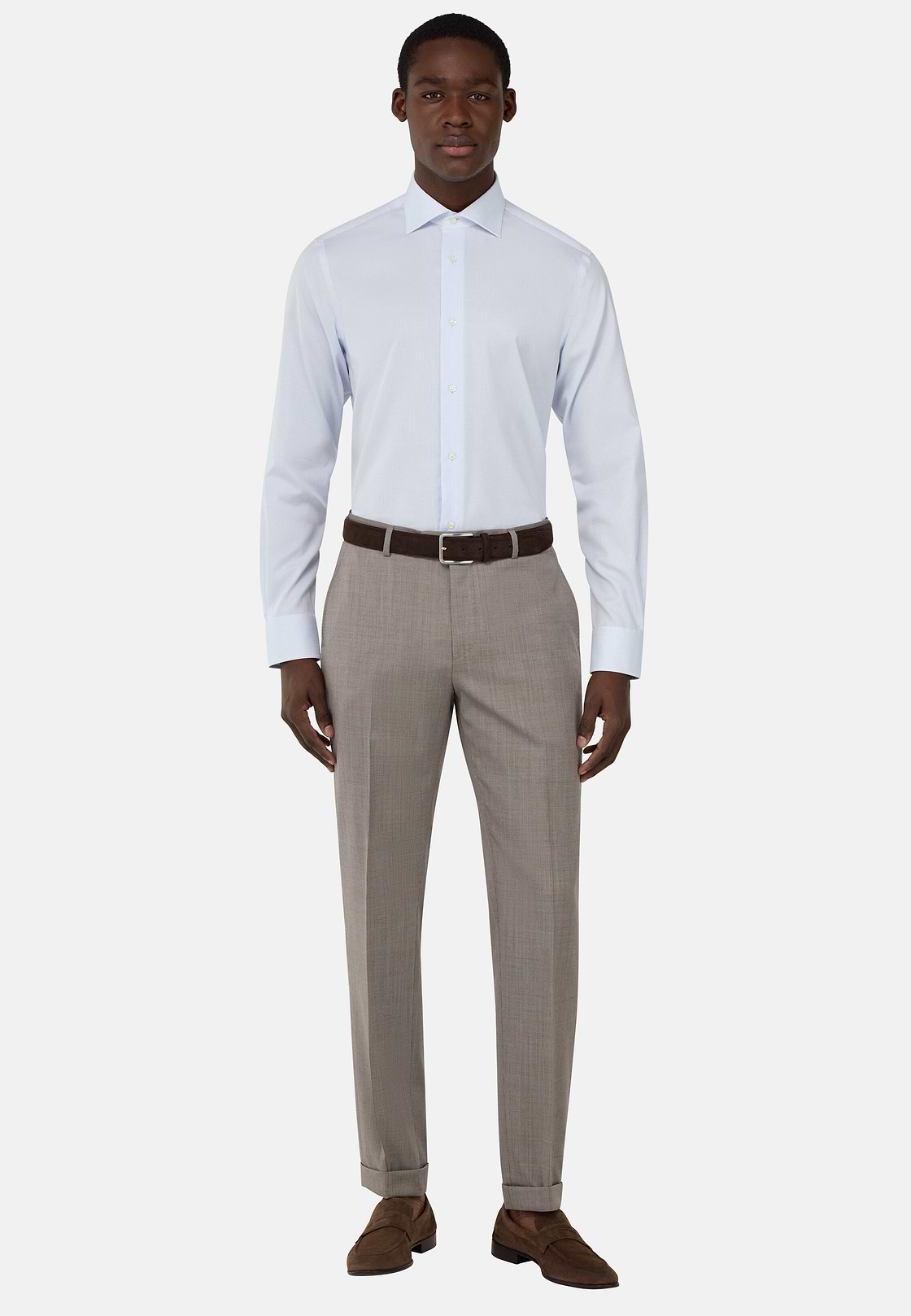 Chemise À Carreaux En Coton Slim Fit, Bleu clair, hi-res