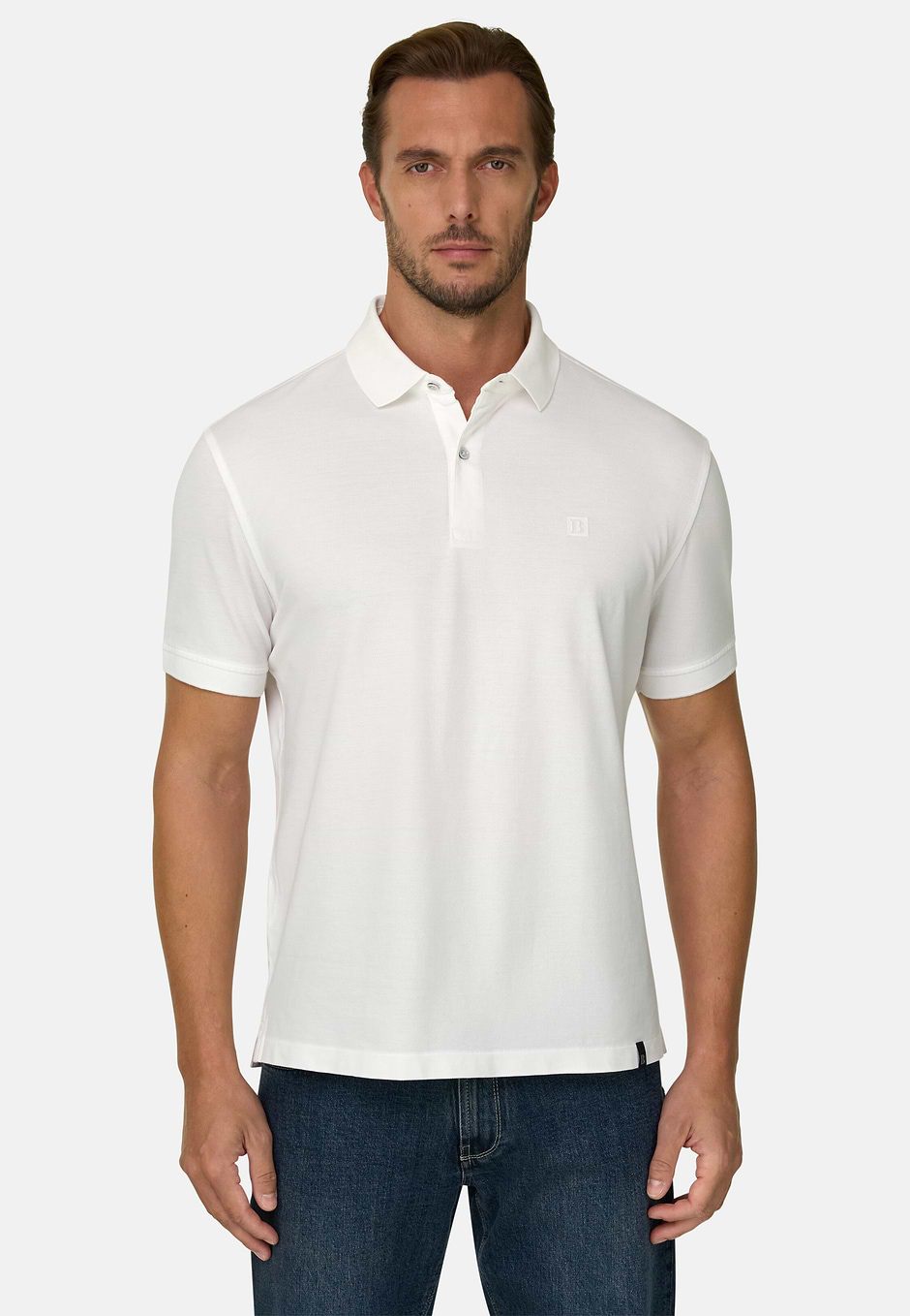 Polo in Cotton Piqué Regular Fit, White, hi-res