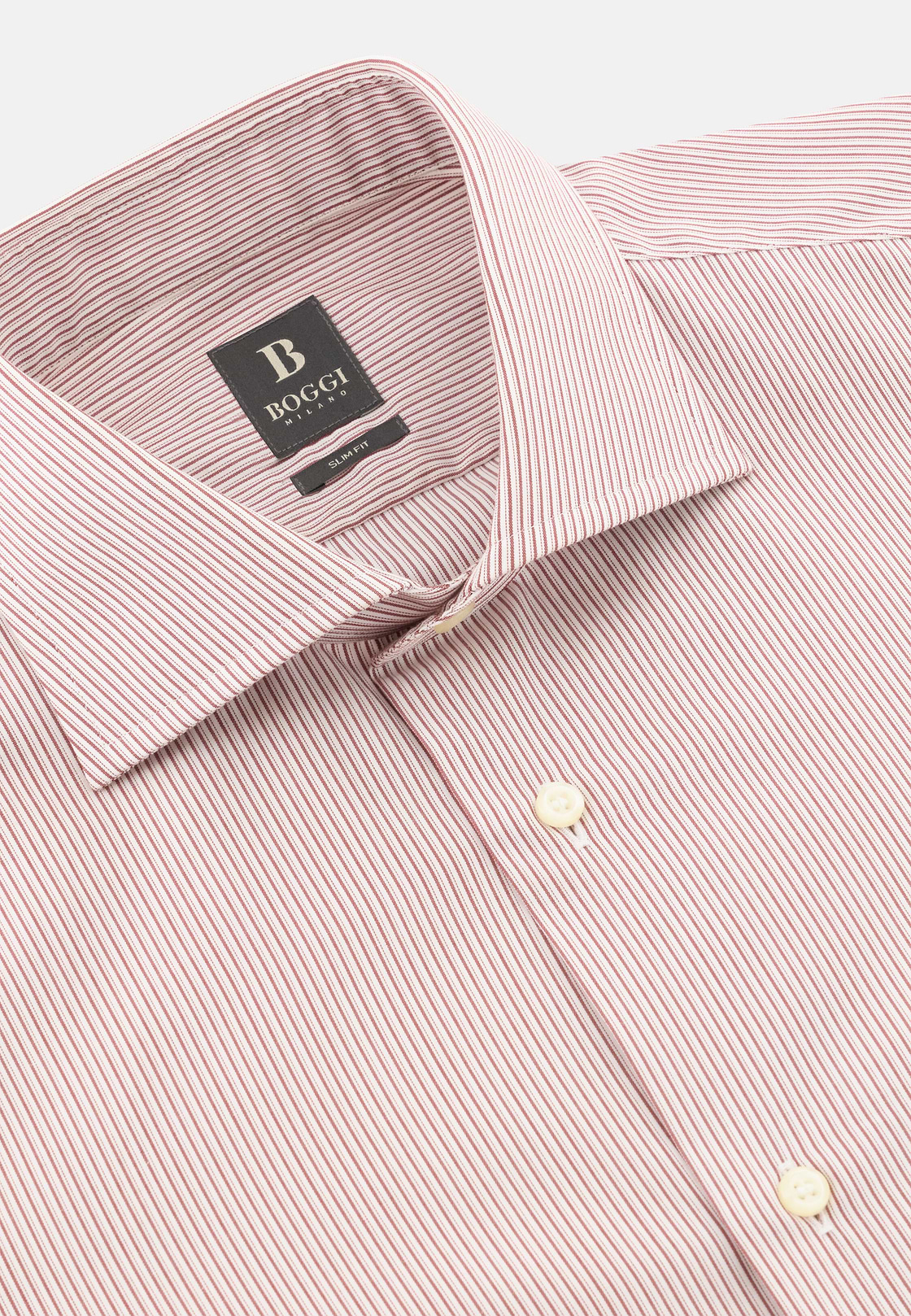 Camicia A Righe In Cotone Regular Fit, Burgundy, hi-res, 5
