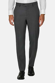 Pure Wool Bird's Eye Trousers, Medium grey, thumb, 1