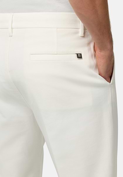 Stretch Cotton Trousers, White, hi-res