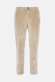 Trousers in Stretch Velvet, Beige, hi-res