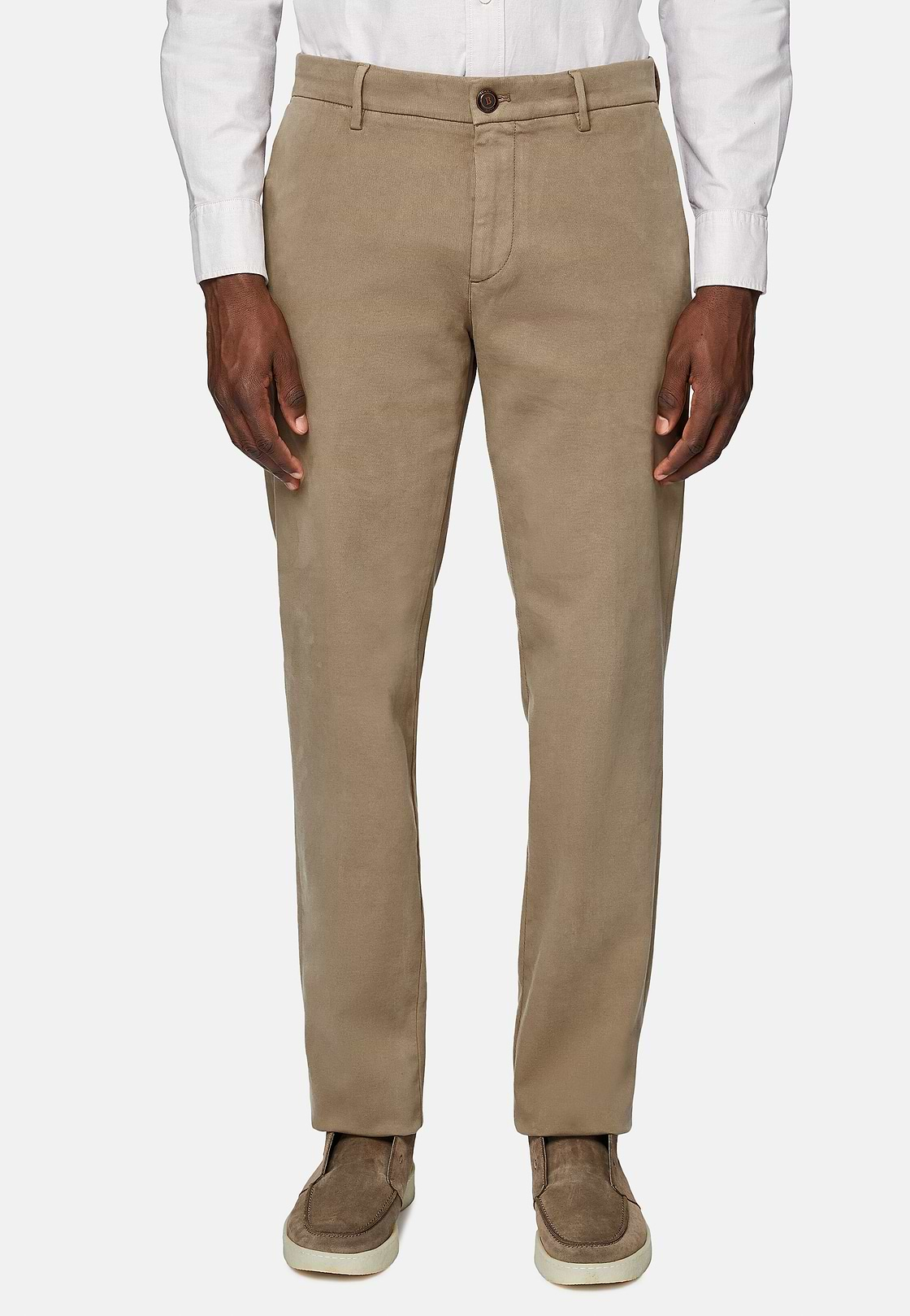 Stretch Cotton Trousers, Beige, hi-res