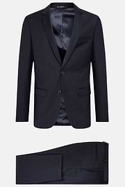 Navy Blue Micro Herringbone Suit In Stretch Wool, Navy blue, hi-res