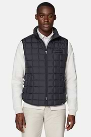 Gilet In Technical Fabric With Goose Down, Navy blue, hi-res