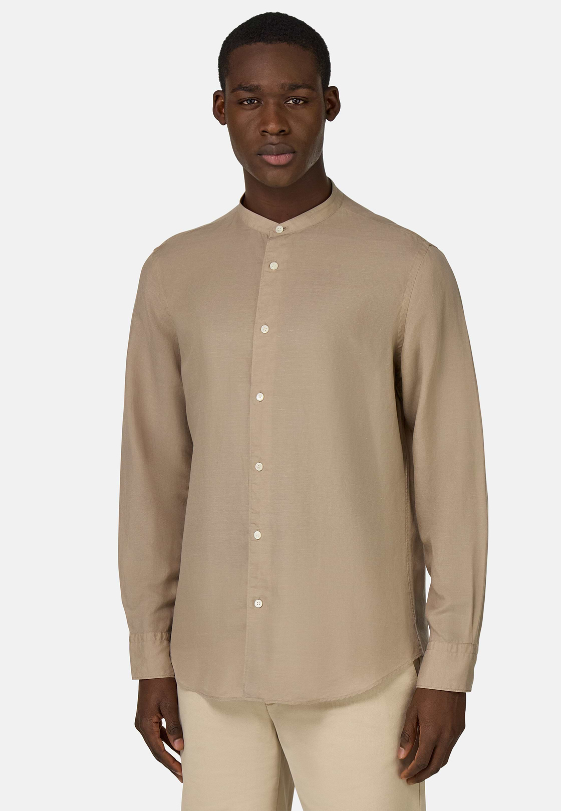 Regular Fit Tencel Linen Shirt, Sand, hi-res
