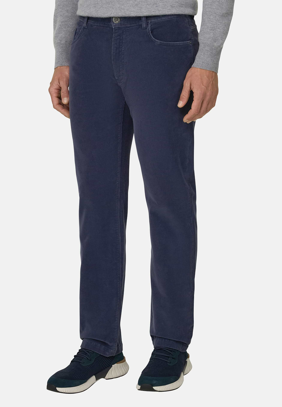 Jeans in Stretch Velvet, Indigo, hi-res